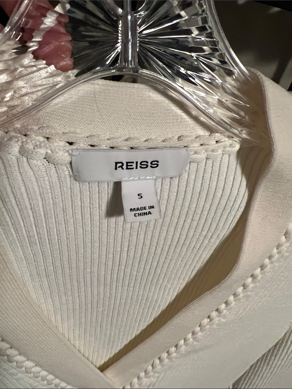 Reiss Lauri Craft-Stitch Rib-Knit Top in Ivory, S - Picture 6 of 10